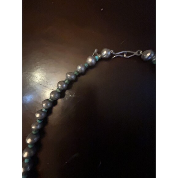 VTG Native American Silver Turquoise Bead Necklace Isleta Cross Dragonfly - Picture 10 of 12